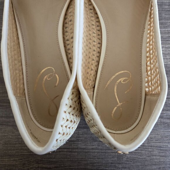 Sam Edelman Wanda Woven Raffia Pointed Toe Ballet Flats Ivory/Natural Womens 8.5 - Picture 6 of 12
